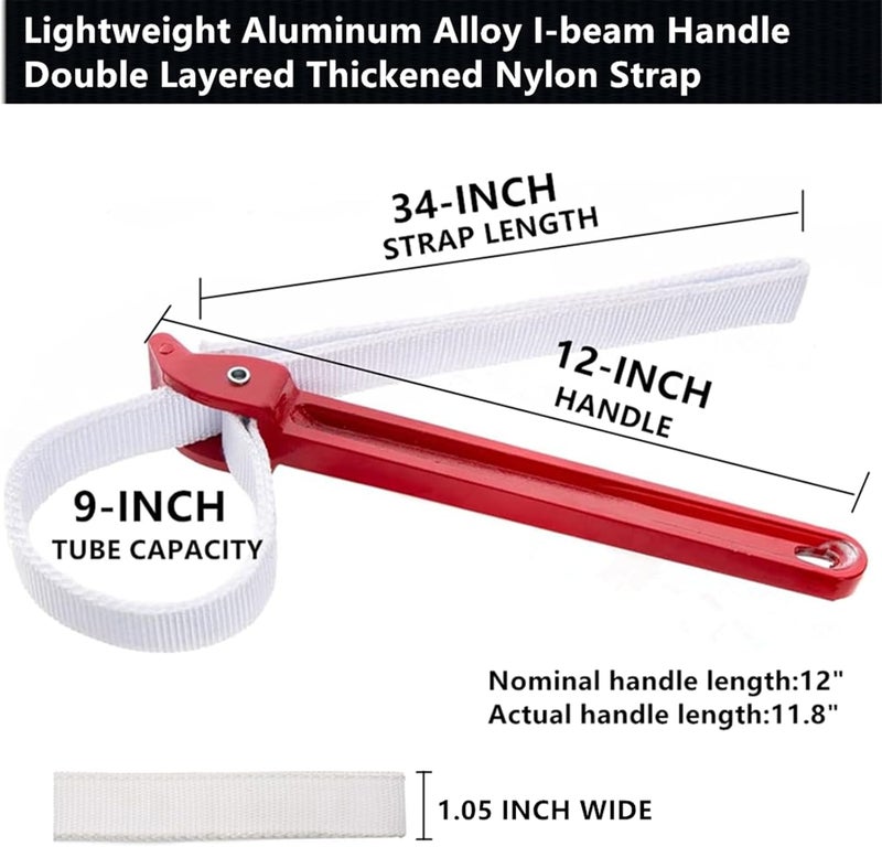 Maxsirui 12" Adjustable Nylon Strap Pipe Wrench Opener Disassembly Tool - Image 2